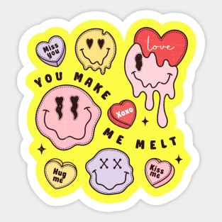 You Make Me Melt XOXO Miss You Hug Me Kiss Me Emoji Face Melting Face Sticker